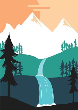 WATERFALL MOUNTAIN POPART