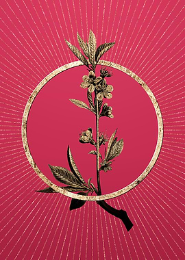 Gold Pink Flower Branch