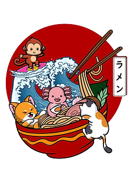 Fox Panda Axolotl ramen