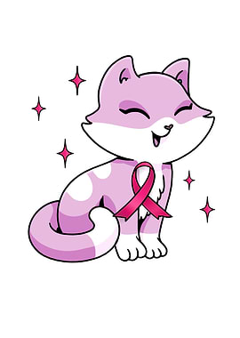 Pink Cancer Awareness Cat