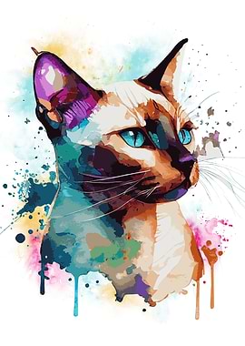 Siamese Watercolor Cat