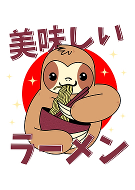 Japanese Sloth eats ramen