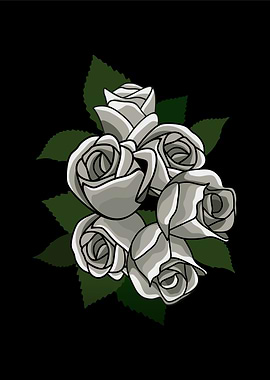 white flowers poster art