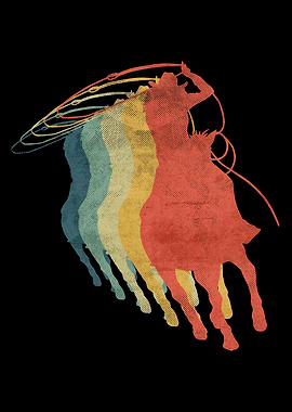 Cowgirl Lasso Horse Retro