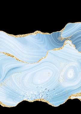 Blue Gold Glitter Agate 04