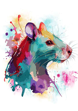 Cute Watercolor Pet Rat