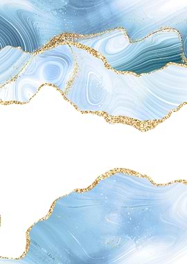 Blue Gold Glitter Agate 06