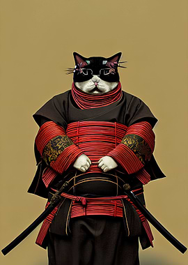 Samurai Cat Black Yoroi