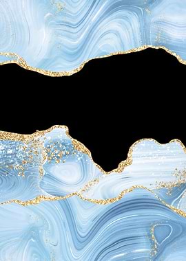 Blue Gold Glitter Agate 03