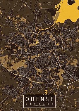 Odense City Map Pastel