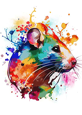 Watercolor Rat Painting