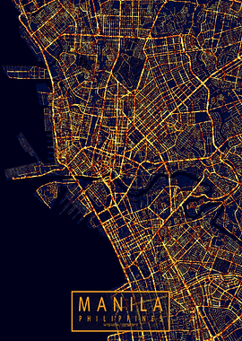Manila Map City At Night