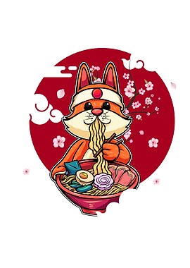 Funny Fox Eating Ramen