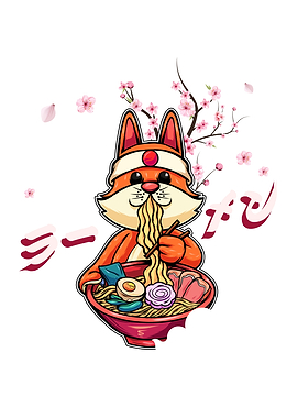 Funny Fox Eating Ramen