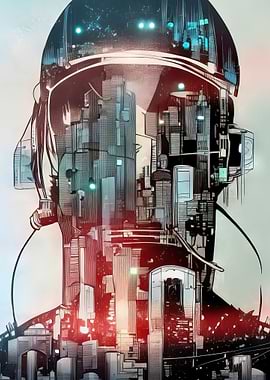 Cyberpunk Double Exposure