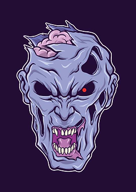 Head of angry zombie