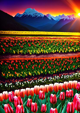 Meadow by Mountains Nature