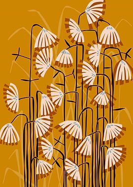 Linocut flower meadow