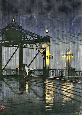 Ukiyo e Shinohashi Bridge