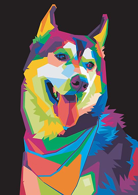 Colorful wolf head