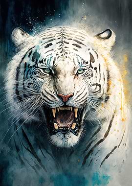 White Tiger Growling