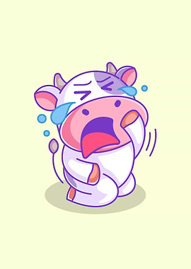 A cute cow is sitting and