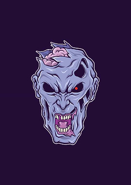 Head of angry zombie