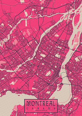 Montreal City Map Blossom