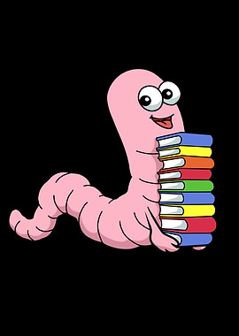Book Worm Reading Books
