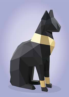 low poly bastet god