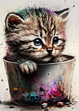 Paint Kittens in a Bucket