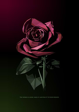 pink rose low poly art