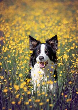Border collie in meadow