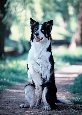Border collie in forest