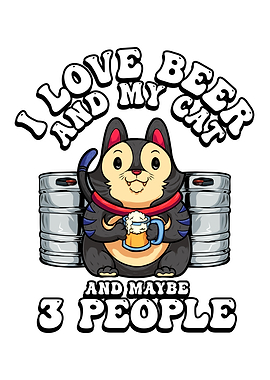 Love Beer My Cat 3 people