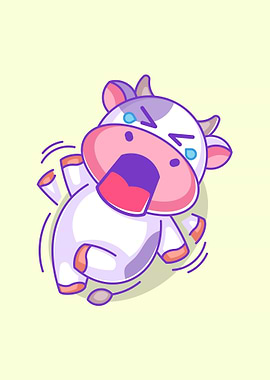 Cute cow feeling irritated