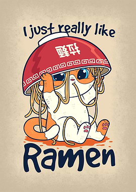 Cat Really Likes Ramen
