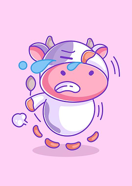 cow running and crying