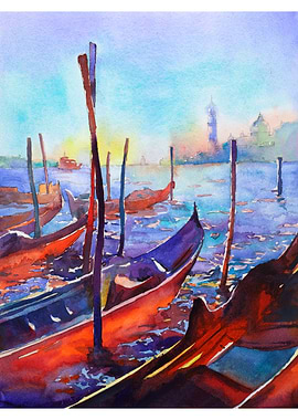 Venice Italy skyline art