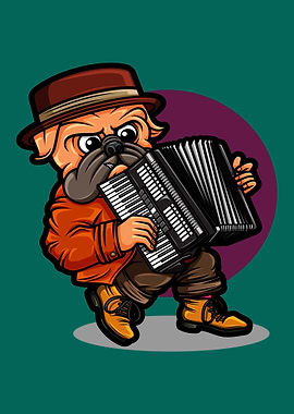 dog playing the accordion