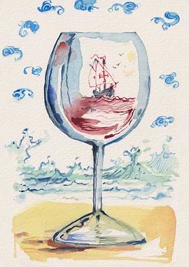 Caravel in a glass of wine