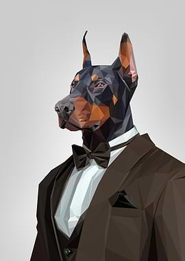 TUXEDO DOG LOWPOLY ART