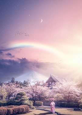 Japanese woman Mount Fuji