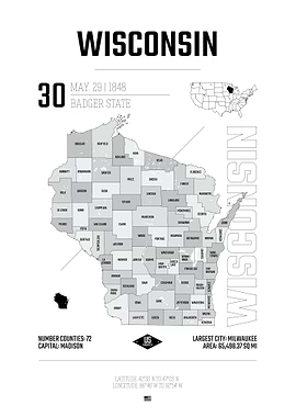 Wisconsin state map USA
