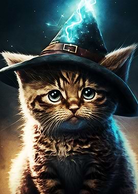 Cat witch hat perched