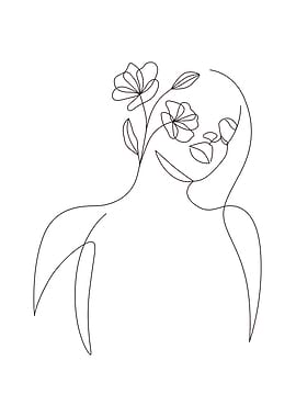 Erotic floral face lines