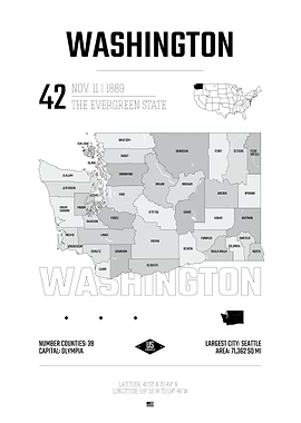 Washington State map USA