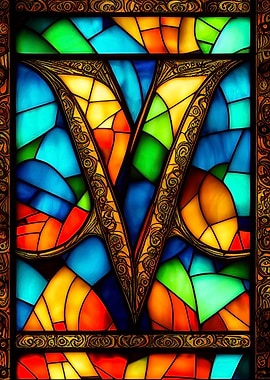 Stained Glass Letter V