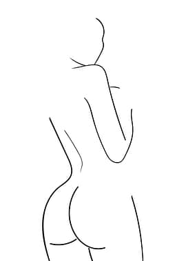 Naked woman body line art