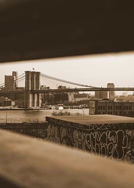 Brooklyn Bridge Sepia NYC